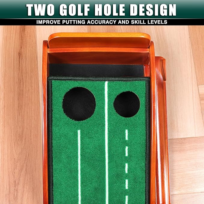 CHAMPKEY Dual-Hole Golf Putting Green Indoor with 3 Golf Putting Gates - Improves Putting Accuracy and Skill Levels Golf Putting Mat - Ideal for Indoor and Outdoor Training-StrideForce Fitness