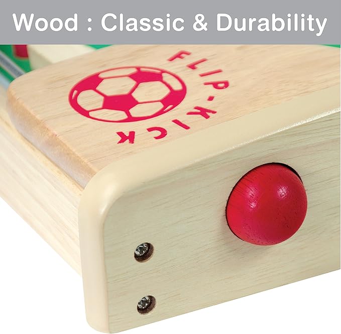 Flipkick: Wooden Tabletop Football/Soccer Pinball Games, Indoor Portable Sport Table Board for Kids and Family-StrideForce Fitness