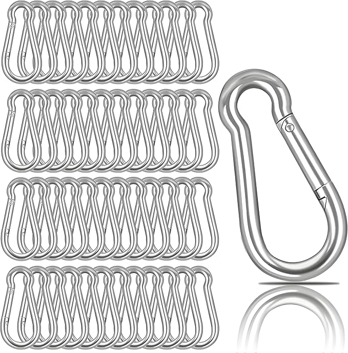 M6 Spring Snap Hook Carabiners, Carabiner Clip, Heavy Duty Galvanized Steel Spring Clip, Quick Link Key Chain for Swing Hammock Gym Outdoor, Holding Capacity-StrideForce Fitness