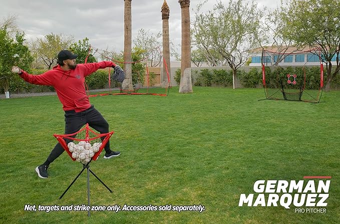 PowerNet Pitching Bundle, Baseball Net with Pitch Perfect Targets & Strike Zone Attachment, Weighted Ball, Softball Baseball Training Equipment to Increase Pitching Accuracy, 3 Net Sizes-StrideForce Fitness