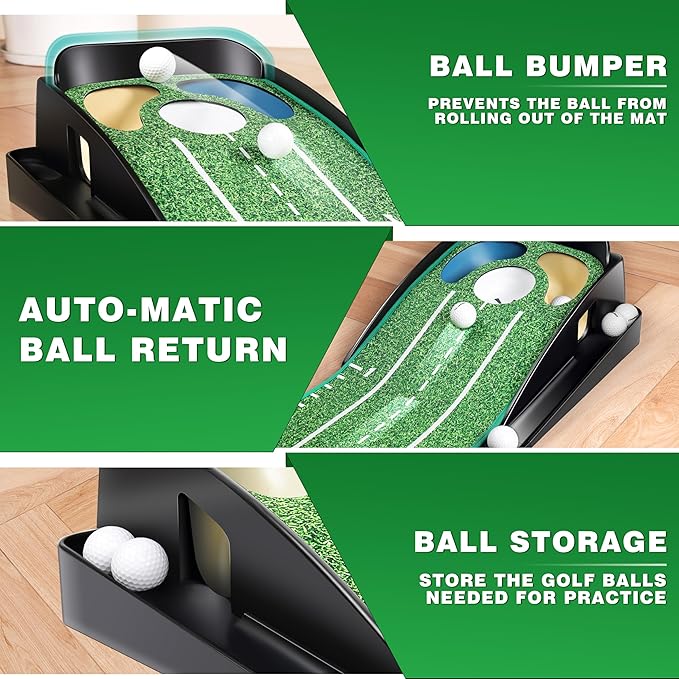 CHAMPKEY Professional Hazard Golf Putting Green Come with Golf Putting Gates and Putting Mirror - Progressive Slope Tech and Noise Reduction Tech Golf Putting Mat-StrideForce Fitness