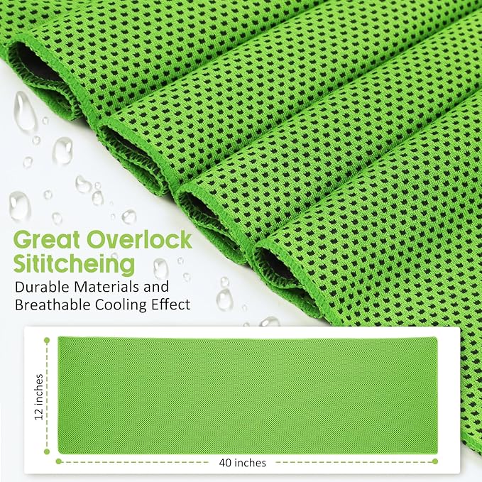 Cooling Towels 20 Pack, 40"x 12" Cooling Rags Neck Wraps for Sports with Carrying Pouch, Gym Cooling Neck Towels for Hor Weather, Sweat, Fitness, Travel-StrideForce Fitness