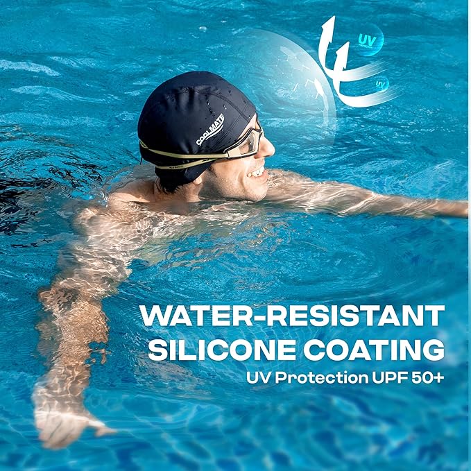 COOLMATE Fabric Swim Cap for Adult Women Men Kid 3 4 6 8 14 16, Silicone Water Resistant Layer, Cloth Swim Cap Gifts for Swimmers, Lightweight for Pool, Lap Swimming (1 pc)-StrideForce Fitness