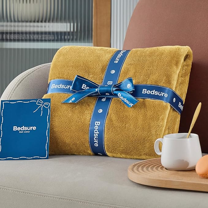 Bedsure Bedding Fleece Blanket for Girls and Boys - Soft Cozy Cute Small Throw Blankets for Travel, 43x55 Inches, Gold-StrideForce Fitness