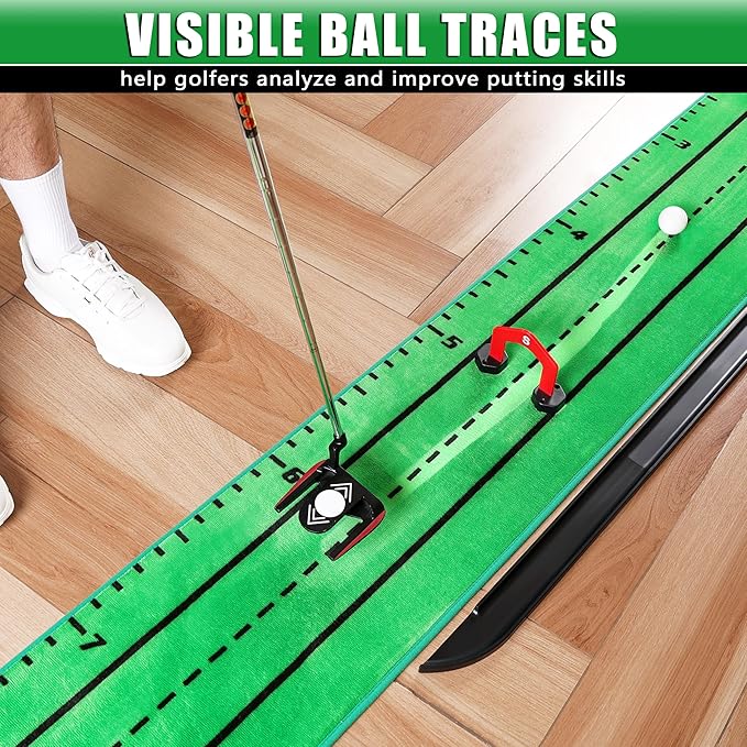 CHAMPKEY Professional Hazard Golf Putting Green Come with Golf Putting Gates and Putting Mirror - Progressive Slope Tech and Noise Reduction Tech Golf Putting Mat-StrideForce Fitness