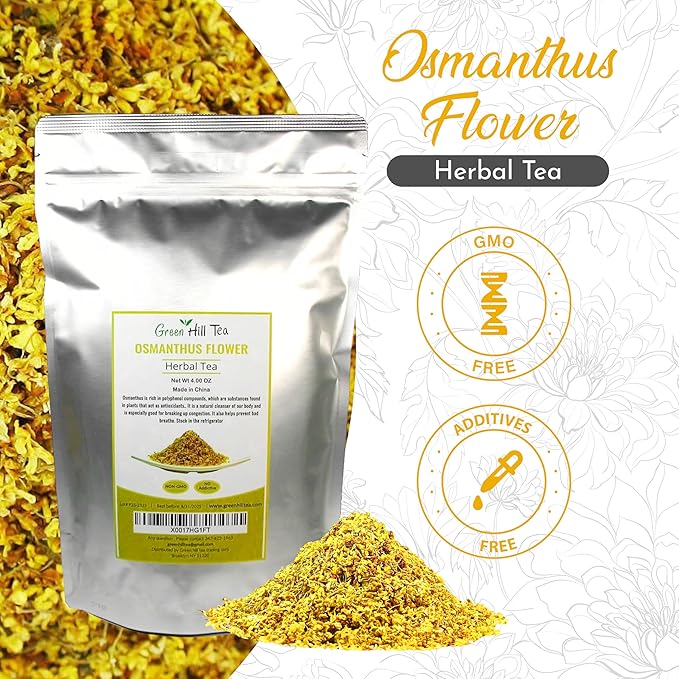 Green Hill Tea Osmanthus Flower Dried – Premium– Fragrant Osmanthus Dried Flowers -Loose Leaf Osmanthus Tea – 100% Pure, Natural, Non-GMO – Great for Brewing, Baking & Infusions 4 OZ-StrideForce Fitness