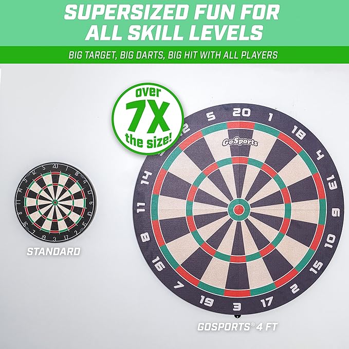 GoSports Giant 3 ft or 4 ft Cork Dartboards - Includes 12 Giant Darts and Scoreboard - New Fun Twist on Darts-StrideForce Fitness