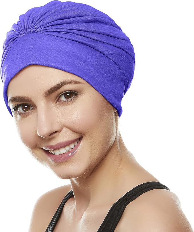 BEEMO Swim Caps for Women Swimming Turban Polyester Latex Lined Pleated for Ladies-StrideForce Fitness