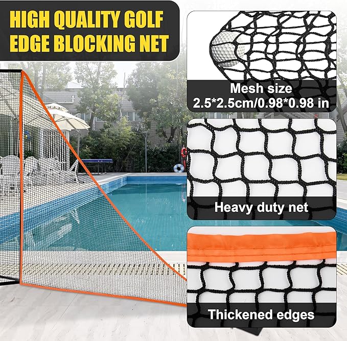 1/2PCS Golf Shank Net Attachment for Golf Hitting Nets with Sandbag, 7 * 7FT/7 * 10FT Golf Barrier Side Net,Golf Practice Hitting Net Barrier Net for Golf, Baseball, Hockey, Soccer (Black/Red-StrideForce Fitness