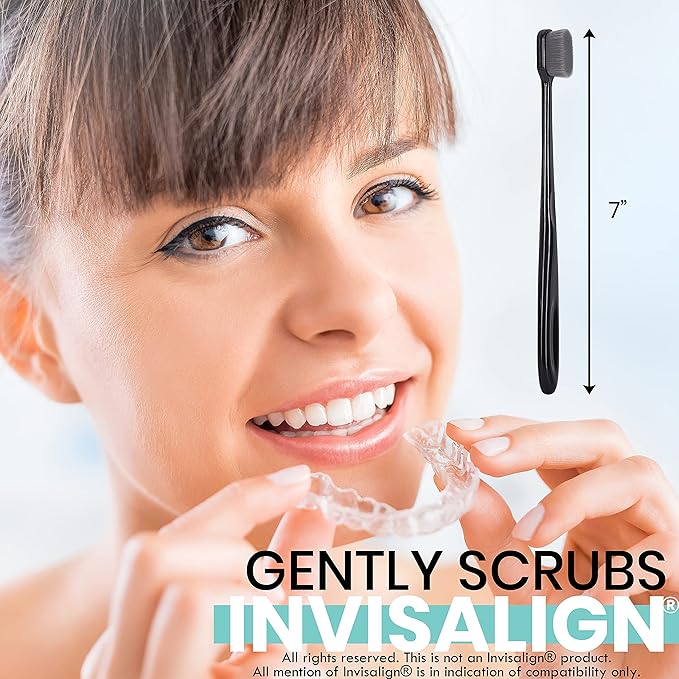 Extra Soft Charcoal Toothbrushes - Nano Toothbrush for Sensitive Gums (4 Pack)