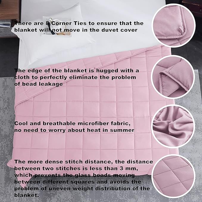 L'AGRATY Weighted Blanket - 60"x80" 20lbs Cooling Breathable Heavy Blanket Microfiber Material with Glass Beads Big Blanket for Adult All-season Summer Fall Winter Soft Thick Comfort Blanket-StrideForce Fitness