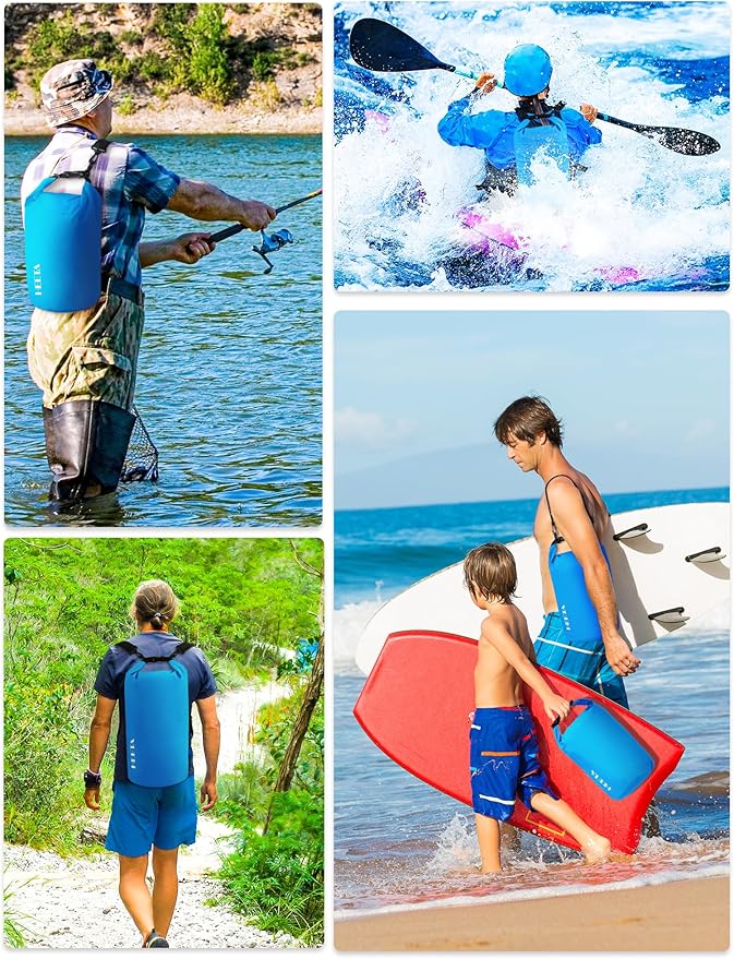 HEETA Waterproof Dry Bag for Women Men(Upgraded Version) 5L/10L/20L/30L/40L Roll Top Lightweight Dry Storage Bag Backpack with Emergency Whistle for Travel, Swimming, Boating, Kayaking, Camping, Beach-StrideForce Fitness