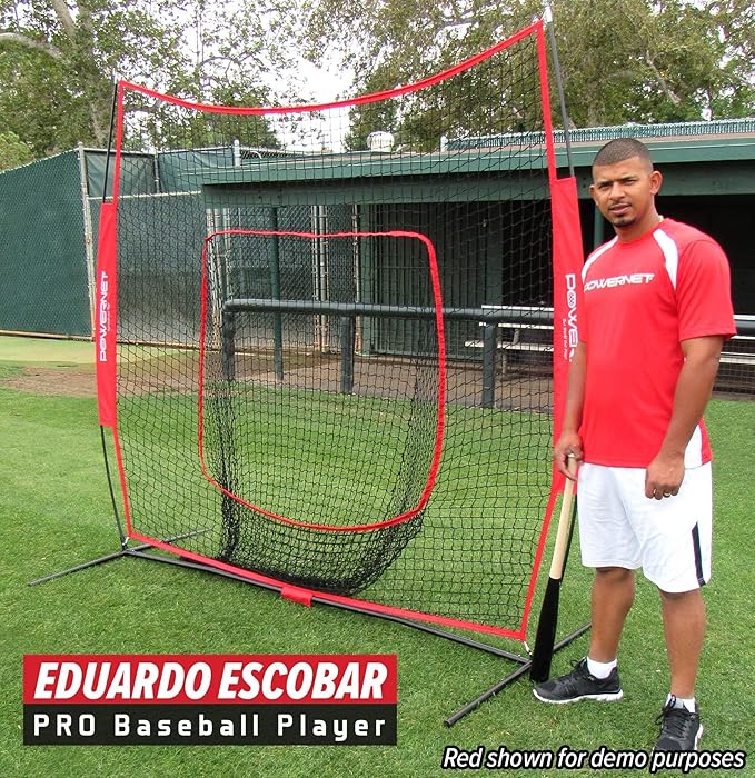 PowerNet Baseball Softball Practice Net 7x7 with Baseball Accessories for Practice Pitching, Batting & Fielding, Ball Caddy, Weighted Baseballs, Tee-StrideForce Fitness