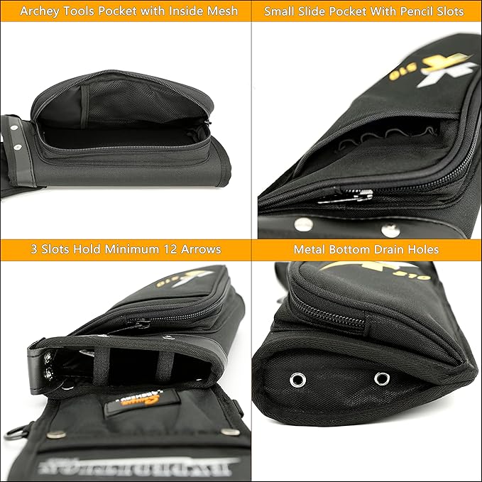 SUNYA X510 Field & Competition Hip Arrow Quiver | 3-Slot Noise-Free Archery Quiver with Sturdy Storage System (42x18cm)-StrideForce Fitness