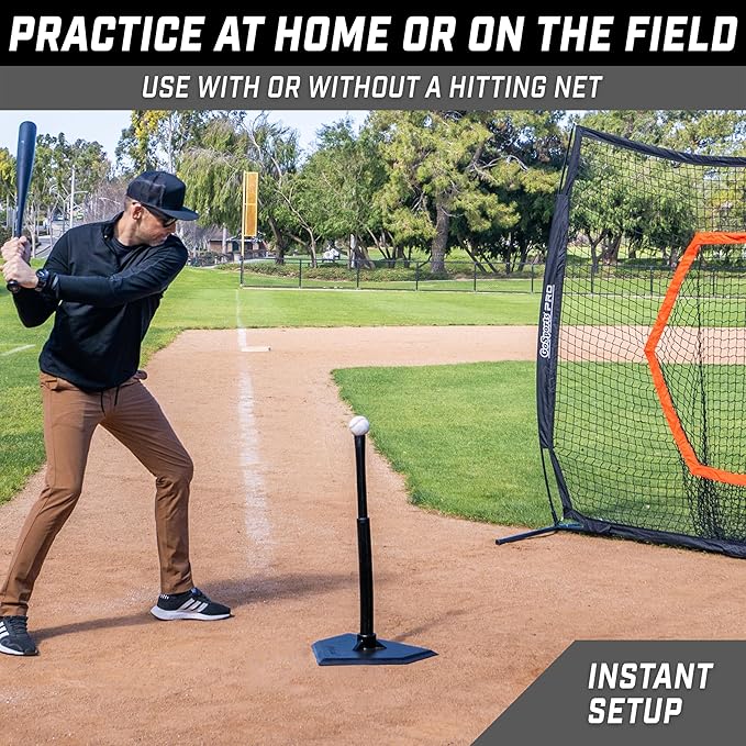 GoSports Baseball & Softball Batting Tees - Choose Jr. or Standard - Adjustable Rubber Hitting Tee-StrideForce Fitness