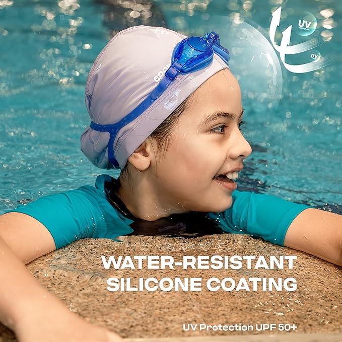 COOLMATE Fabric Swim Cap for Adult Women Men Kid 3 4 6 8 14 16, Silicone Water Resistant Layer, Cloth Swim Cap Gifts for Swimmers, Lightweight for Pool, Lap Swimming (1 pc)-StrideForce Fitness