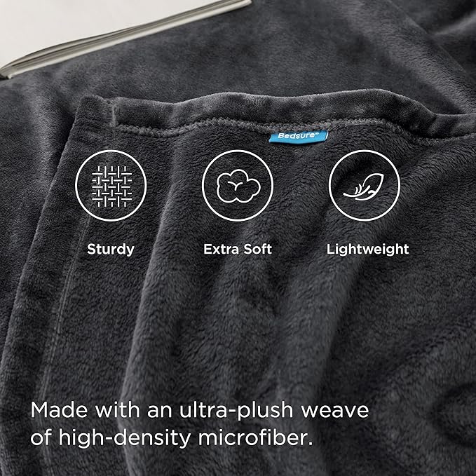 Bedsure Fleece Bed Blankets Full Size Charcoal - Soft Lightweight Plush Fuzzy Cozy Luxury Blanket Microfiber, 84x90 inches-StrideForce Fitness