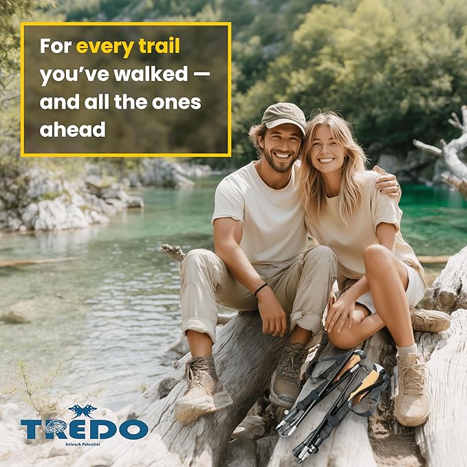 TREDO Premium Collapsible Trekking Poles - Ultralight Aluminum & Carbon Fiber - Adjustable Folding Hiking Poles - Lightweight for Men & Women - Comfortable Cork/EVA Grips - 2pc Set-StrideForce Fitness