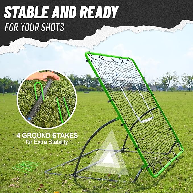 Heavy Duty Baseball Rebounder Net 4x4.5 FT Pitchback with 3 Adjustable Angles, Baseball and Softball Bounce Back Net for Ground, Line Drive, Fly Ball Return Settings Fielding Trainer-StrideForce Fitness