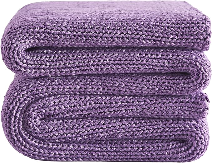 L'AGRATY Knitted Weighted Blanket - 60"x80" 15lbs Cooling Chunky Knit Heavy Blanket for Adults Braided Crochet Throw Thick Cable Yarn Knit Decorative No Beads Evenly Weighted Machine Washable-StrideForce Fitness