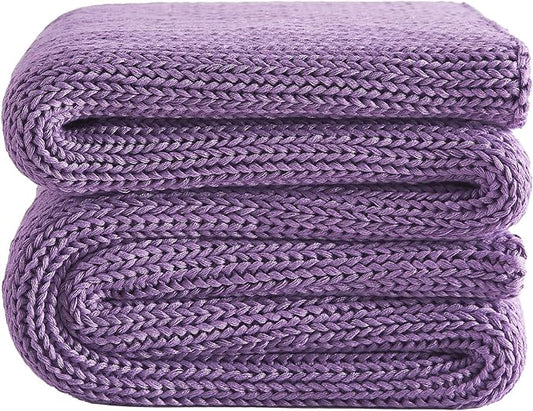 L'AGRATY Knitted Weighted Blanket - 60"x80" 15lbs Cooling Chunky Knit Heavy Blanket for Adults Braided Crochet Throw Thick Cable Yarn Knit Decorative No Beads Evenly Weighted Machine Washable-StrideForce Fitness