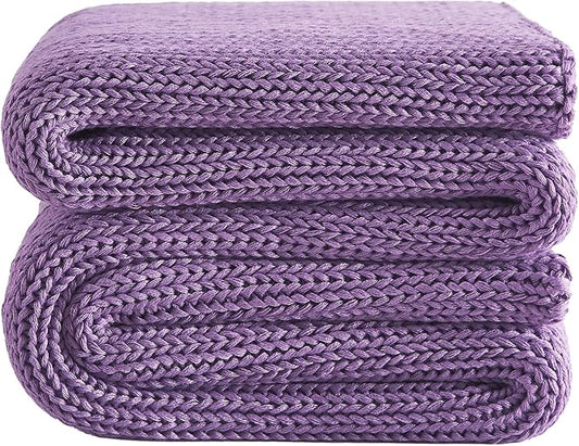 L'AGRATY Knitted Weighted Blanket - 48"x72" 20lbs Cooling Chunky Knit Heavy Blanket for Adults Braided Crochet Throw Thick Cable Yarn Knit Decorative No Beads Evenly Weighted Machine Washable-StrideForce Fitness
