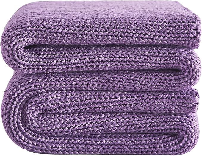 L'AGRATY Knitted Weighted Blanket - 50"x60" 10lbs Cooling Chunky Knit Heavy Blanket for Adults Braided Crochet Throw Thick Cable Yarn Knit Decorative No Beads Evenly Weighted Machine Washable-StrideForce Fitness
