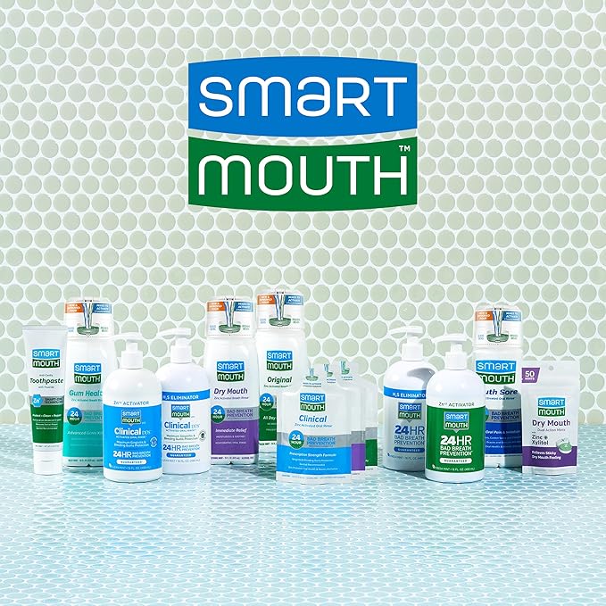 SmartMouth Dry Mouth & Clinical Activated Mouthwash - Dry Mouth Relief & Gum Protection - Bad Breath Prevention Mouthwash, 16 fl oz Each