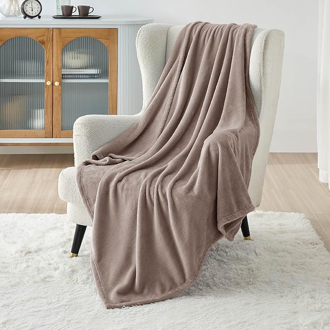 Bedsure Fleece Blankets Twin Size Mocha Brown - 300GSM Lightweight Plush Fuzzy Cozy Soft Blanket for Bed, Sofa, Couch, Travel, Camping, 60x80 inches-StrideForce Fitness