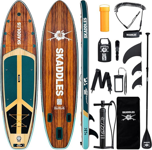 11' Inflatable Stand Up Paddle Board – Extra Wide SUP for Adults & Kids of All Skill Levels, Stable Paddleboard with Pump, Fins, Backpack, Accessories & Waterproof Phone Pouch-StrideForce Fitness