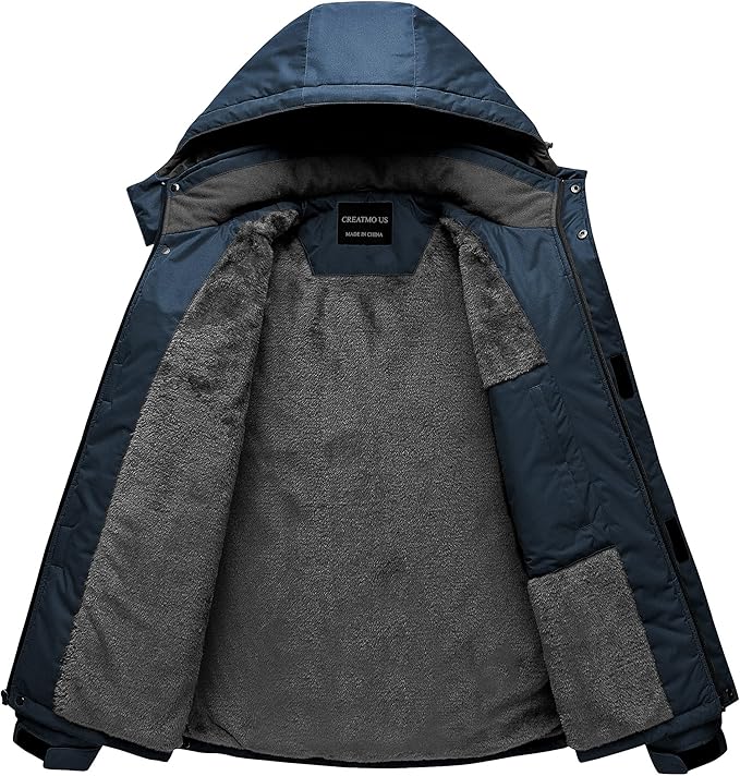 CREATMO US Men's Mountain Waterproof Ski Jacket - Windproof Snowboarding Warm Winter Coat Raincoat-StrideForce Fitness