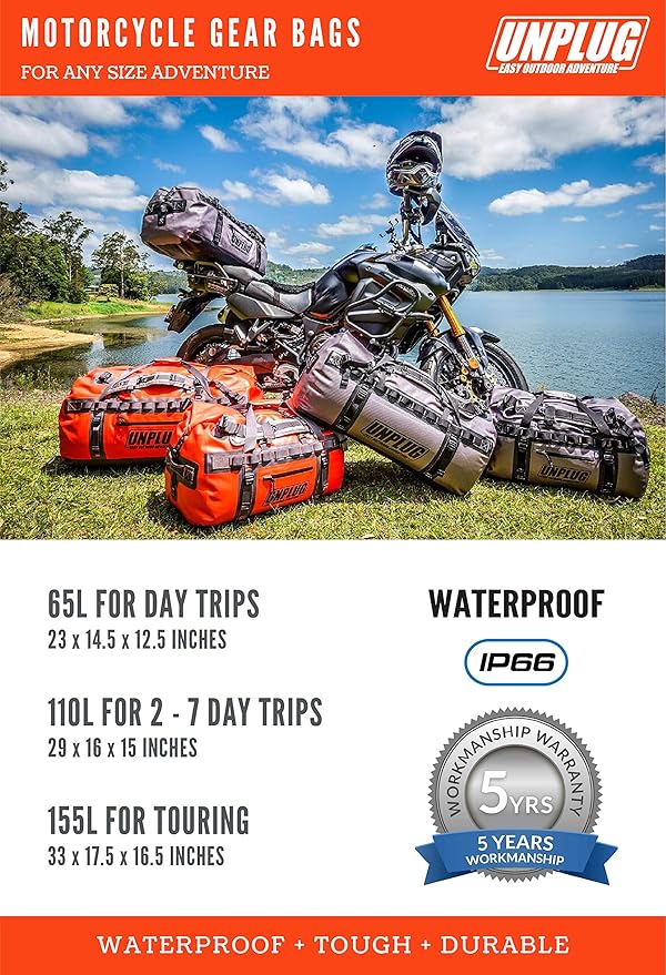 UNPLUG Ultimate Adventure Bag | 1680D Heavy Duty Waterproof Bag | Large Travel Duffle Bag which can be Used for Camping, Motorcycling, Boating, or Hunting-StrideForce Fitness
