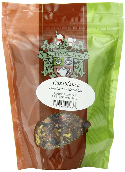 Casablanca Caffeine Free Herbal Tea Pouches - 4oz | Loose Leaf Fruit & Herb Blend | Hibiscus Rosehip Apple Currant Strawberry | Vitamin C Rich | Hot or Iced Tea | Summer Popsicle Tea-StrideForce Fitness
