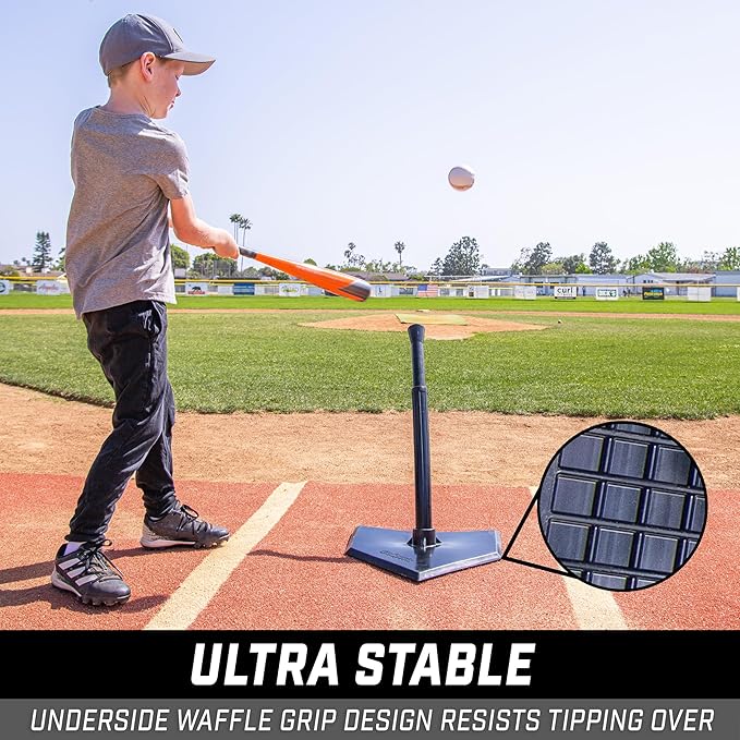 GoSports Baseball & Softball Batting Tees - Choose Jr. or Standard - Adjustable Rubber Hitting Tee-StrideForce Fitness