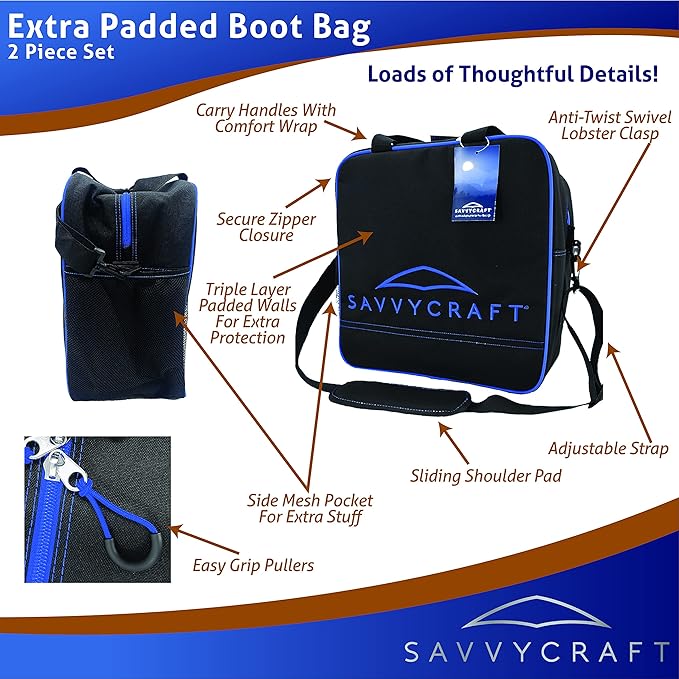 Savvycraft Padded Ski bag and Boot Bag Combo, Thick Padded Ski and Boot Bag 2-Piece Set for Protection and Easy Travel-StrideForce Fitness