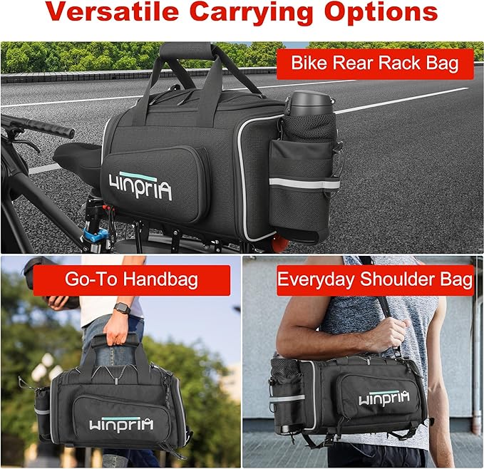 Bike Bags for Bicycle Rack Bag,18-20L Pannier Trunk Pannier with Rain Cover,Water Resistant Ebike Saddle Bag for Rear Rack handlebar Shoulder Bag for Commuter Travel Outdoor Cycling,1680D-StrideForce Fitness