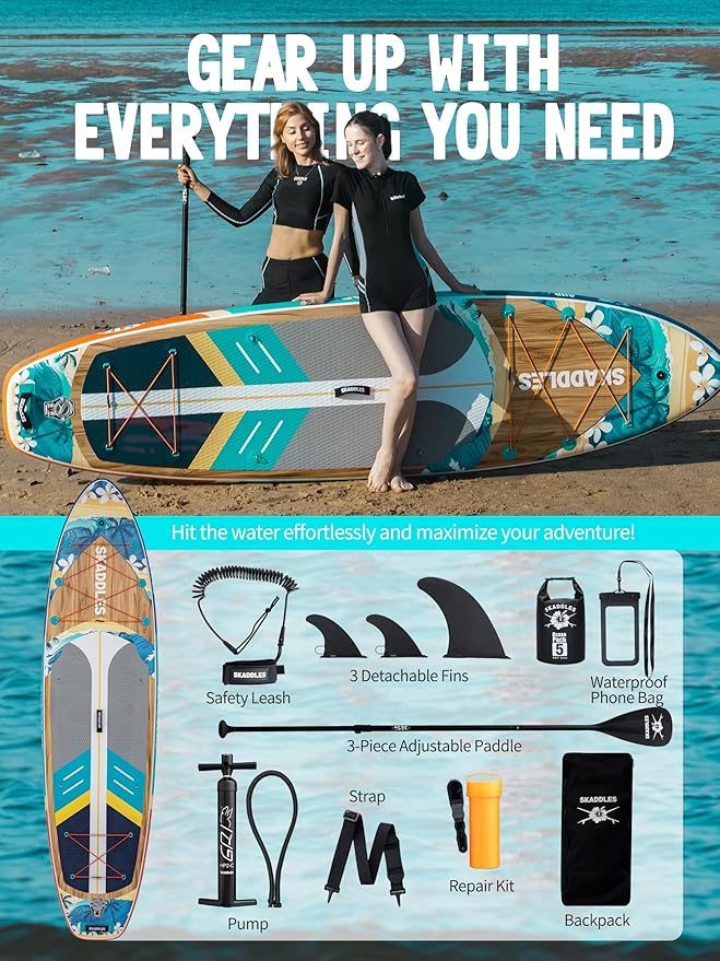 11' Inflatable Stand Up Paddle Board – Extra Wide SUP for Adults & Kids of All Skill Levels, Stable Paddleboard with Pump, Fins, Backpack, Accessories & Waterproof Phone Pouch-StrideForce Fitness