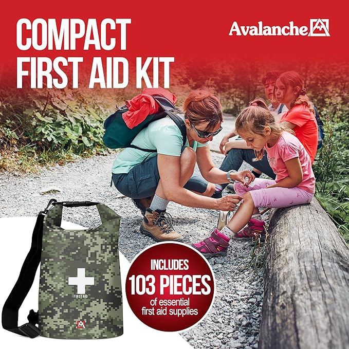 Avalanche First Aid Kit in Dry Bag, 103 Pcs Emergency Supplies Kit in Waterproof Bag for Home, Car, Travel, Sports or Camping, Durable, Ideal for Water Activities, Survival Gear Kit-StrideForce Fitness