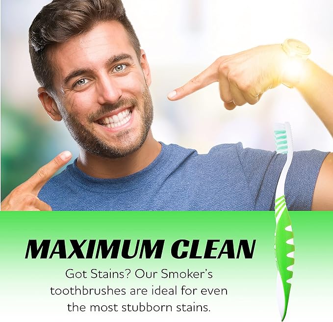 Lingito Extra Firm Toothbrush Set for Adults or Smokers Travel Toothbrush Kit, Hard Multicolor Denture Brush, Large Head, Manual Travel Toothbrush Hard Bristles (12 Pack)