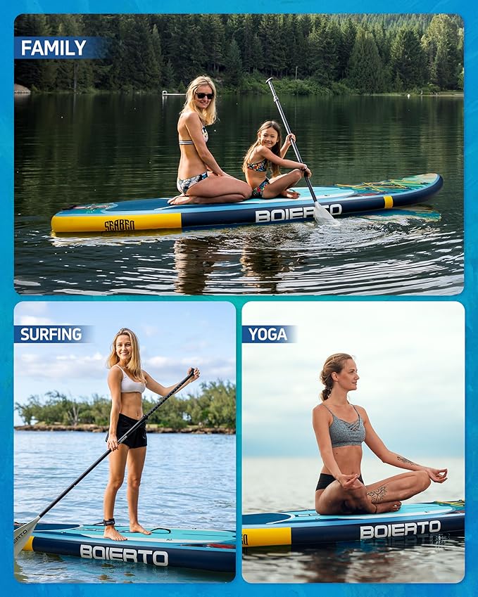 Inflatable Stand Up Paddle Board 10'8“*34"/11'*33" Extra Wide Paddle Boards for Adults, SUP with Premium Accessories & Nylon Backpack, Adjustable Paddle, Hand Pump, Bottom Fin, Leash-StrideForce Fitness