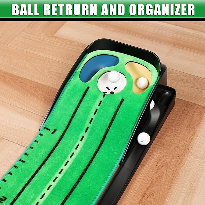 CHAMPKEY Professional Hazard Golf Putting Green Come with Golf Putting Gates and Putting Mirror - Progressive Slope Tech and Noise Reduction Tech Golf Putting Mat-StrideForce Fitness