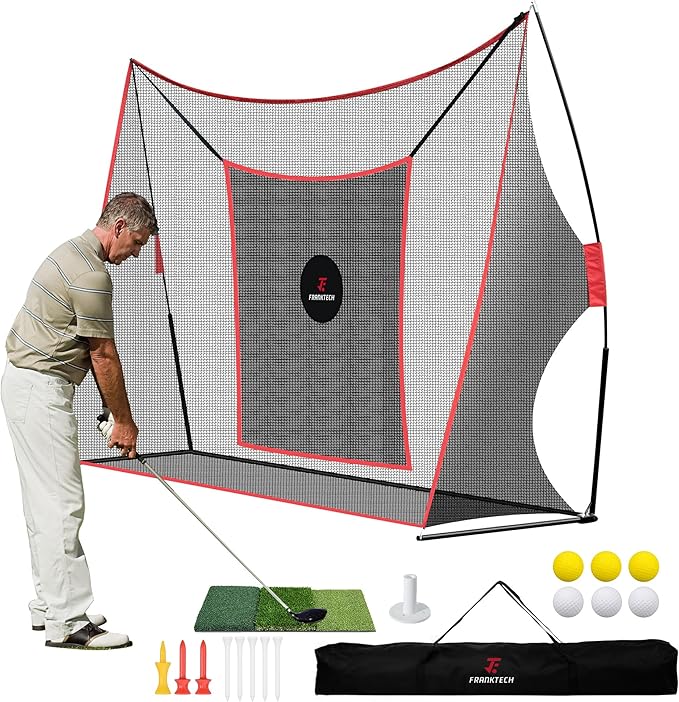Golf Practice Net - Heavy Duty Driving Range Net with High Impact Chipping Target, Include Carry Bag and Golf Balls for Indoor Outdoor-StrideForce Fitness