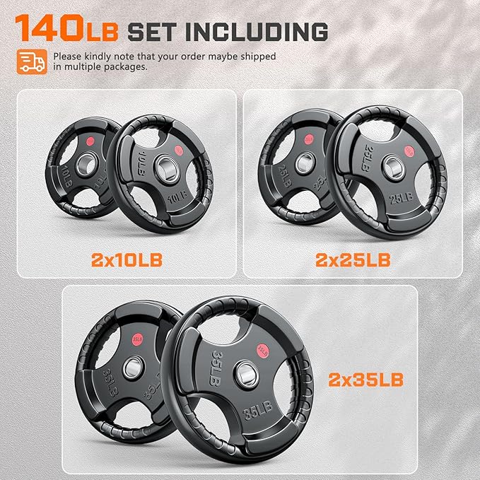 XDDIAS Rubber Weight Plates for Barbell, 2-Inch Olympic Grip Plate for Strength Training, Weightlifting and Bodybuilding in Home & Gym, Solid Cast Iron Weight Plates Pair and Sets-StrideForce Fitness