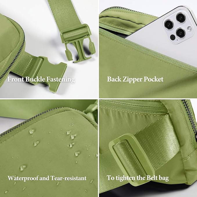 ODODOS Unisex Mini Belt Bag with Adjustable Strap Small Fanny Pack for Workout Running Traveling Hiking, Olive-StrideForce Fitness