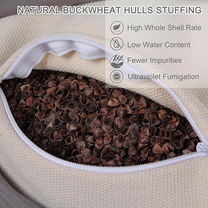 Round Zafu Meditation Cushion, D=15" H=5.5" Zabuton Meditation Pillow, Yoga Bolster/Pillow, Floor seat, Zippered Organic Cotton Cover, Natural Buckwheat, Kneeling Pillow-StrideForce Fitness