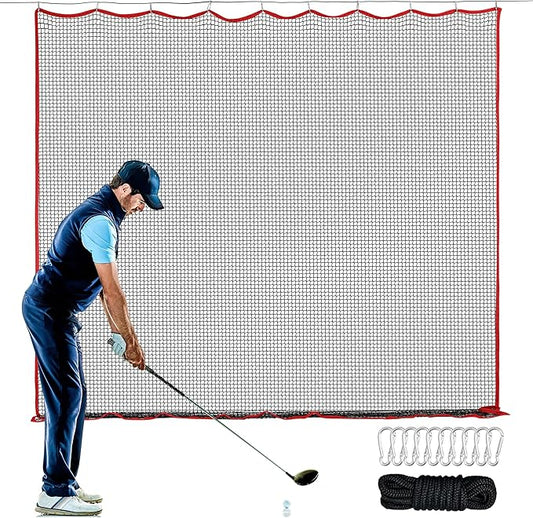 Golf Netting, 10ft, 15ft, 20ft Sports Netting - Heavy Duty High Impact Multi-Sport Practice Net for Golf, Baseball, Soccer, Hockey, Lacrosse, Backyard Driving & Training Barrier-StrideForce Fitness