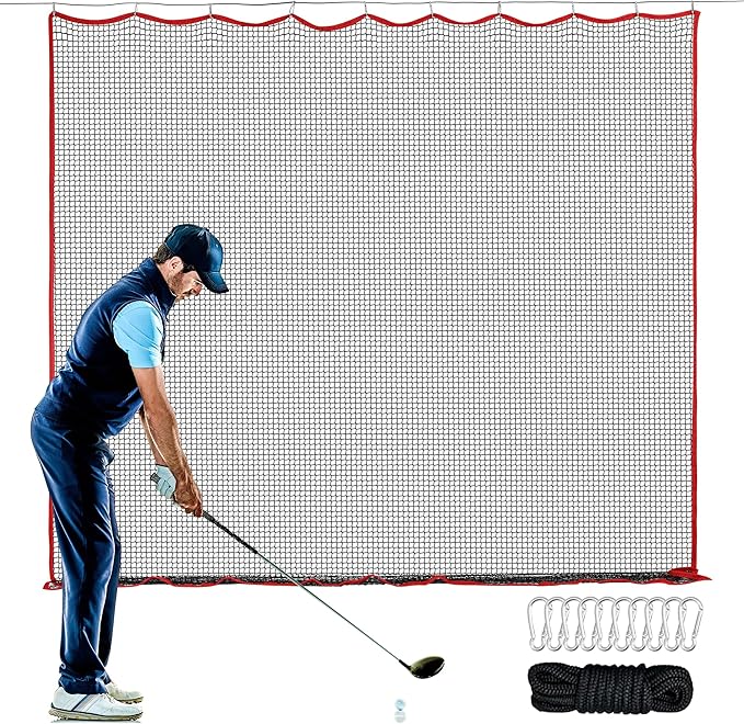 Golf Netting, 10ft, 15ft, 20ft Sports Netting - Heavy Duty High Impact Multi-Sport Practice Net for Golf, Baseball, Soccer, Hockey, Lacrosse, Backyard Driving & Training Barrier-StrideForce Fitness