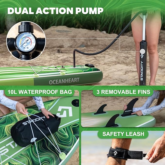 Starcity 11'6"*34"*6" Stand Up Paddle Board,Inflatable Paddle Boards for Adults w/a Simple and Non Slip Design, Moderate Length and Easy Operation, Suitable for Adults.-StrideForce Fitness