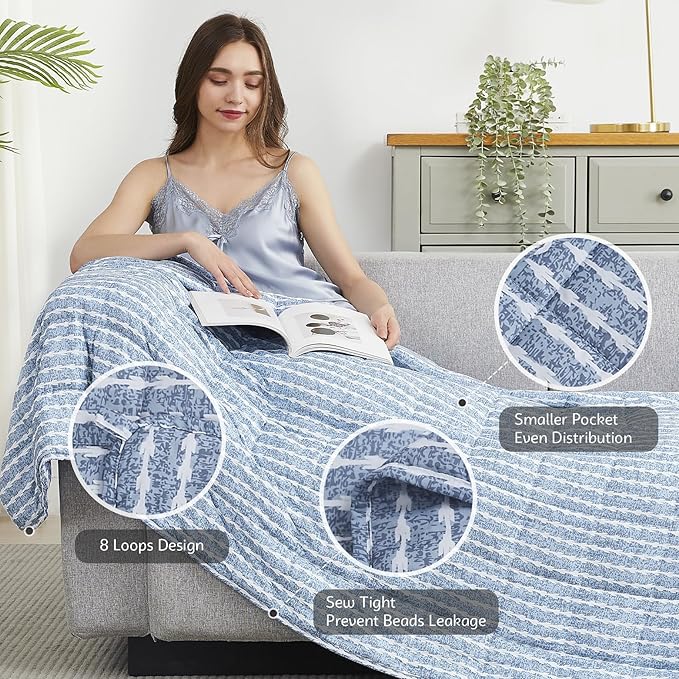 L'AGRATY Weighted Blanket - 60"x80" 15lbs Cooling Breathable Heavy Blanket Microfiber Material with Glass Beads for Adult All-Season Summer Fall Winter Soft Thick Comfort-StrideForce Fitness
