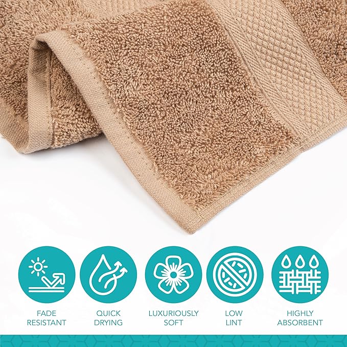 Pleasant Home Bath Towels Set of 6 (24” x 50”) 100% Cotton, 515 GSM | Lightweight, Soft & Absorbent Luxury Towels for Bathroom | for Gym, Pool & Spa | 6 Pack, Mocha-StrideForce Fitness